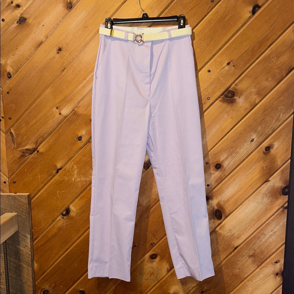 Vintage 70s Wrangler lavender high waisted trouser pants with belt